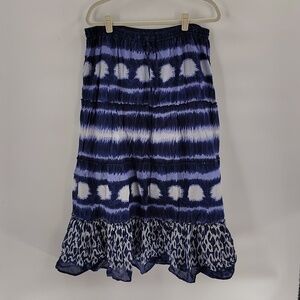 Bohemian Cafe's tiered midi skirt size 2X tie dyed look flowy lightweight tie